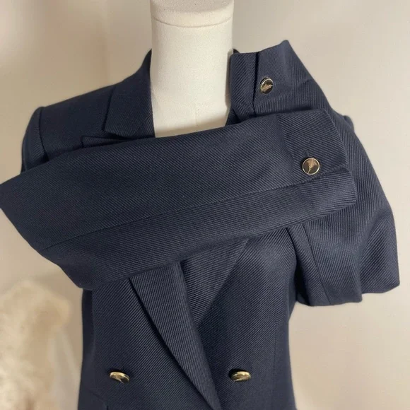 Reiss Larsson navy double breasted twill blazer - Picture 11 of 16